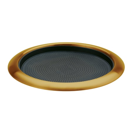 Service Ideas Tray with Removable Insert, 9" Round, Stainless Steel, Vintage Gold TR119RIVG